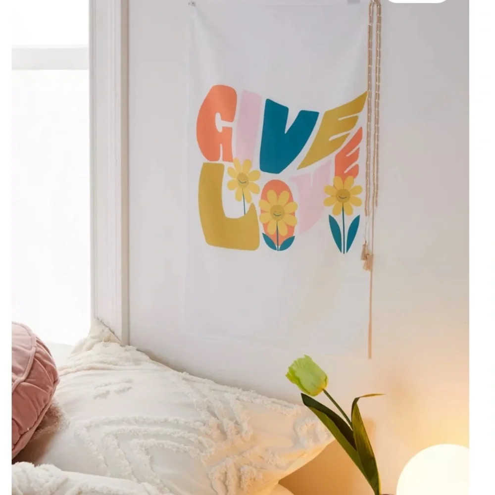 NEW give love retro tapestry wall hanging